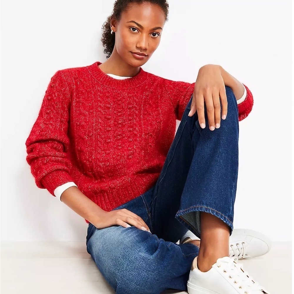 LOFT Vibrant Red Knit Sweater